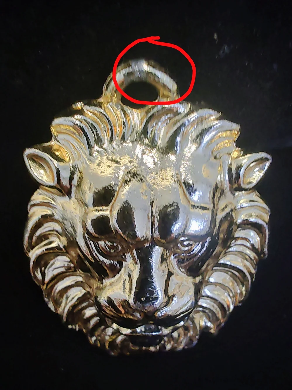 Gold Lion Head Pendant Large